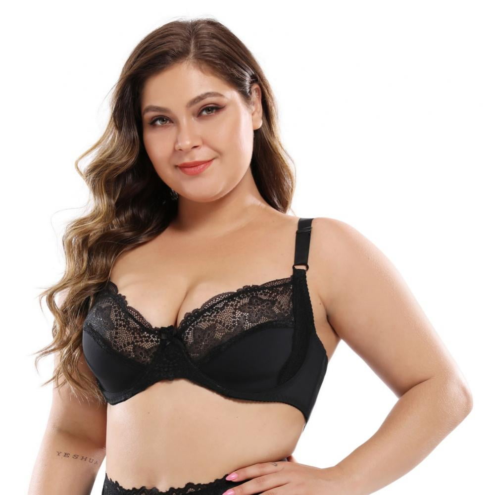 Plus Size Ultra-thin Bra for Women Lace Sexy Bralette Full Cup