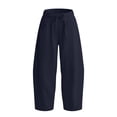 thumbnail image 5 of RUTAYY Women's Pants Elastic Drawstring Waist Wide Leg Solid Color Side Pockets Casual Trousers Navy, 5 of 5