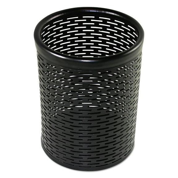 Urban Collection 3.5 in. Diameter x 4.5 in. H Punched Metal Pencil Cup - Black