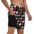 thumbnail image 2 of Kdxio Houndstooth Green Red Print Men'S Swim Trunks With Compression Liner 7 Inch Inseam Quick Dry Swim Shorts, 2 of 7