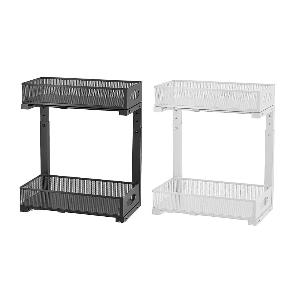 Under Sink Organizer, Height Adjustable Under Kitchen Sink Organizers And Storage Basket, Slide Out 2 Tier Metal Shelf, Pantry Cabinet Organizer For Bathroom Kitchen