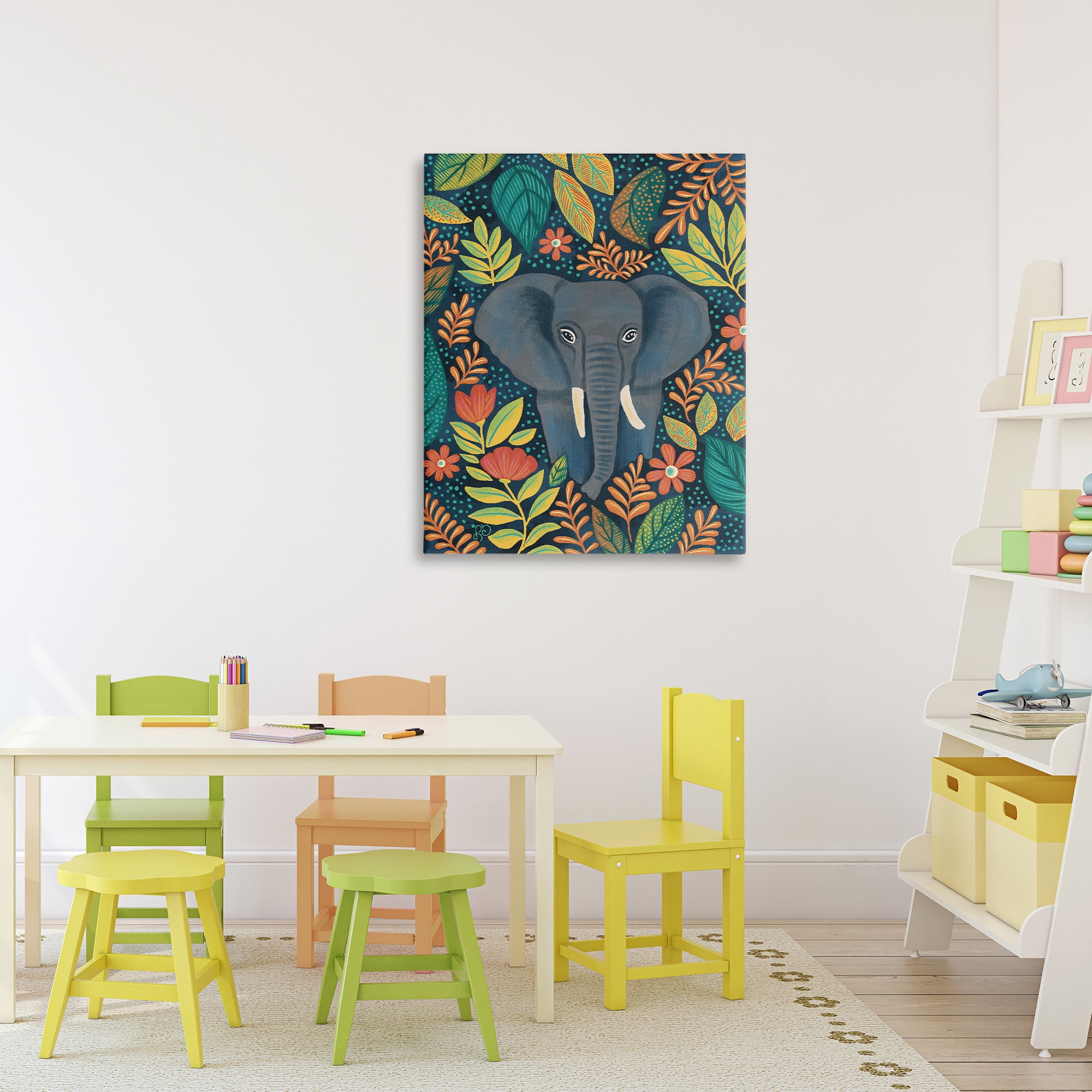 Stupell Industries Exotic Leaf Pattern Elephant Canvas Wall Art, design by Lisa R Dumm