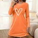 thumbnail image 1 of Camisón corto holgado y cómodo con cuello redondo y manga larga con estampado de corazones para mujer, 1 of 6
