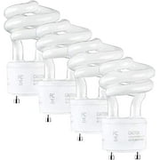 Sleek Lighting 13-Watt T2 Spiral CFL Fluorescent Light Bulb with GU24 Base for Bedroom Lighting, 5000K Warm White, 900 Lumens, 4-Pack