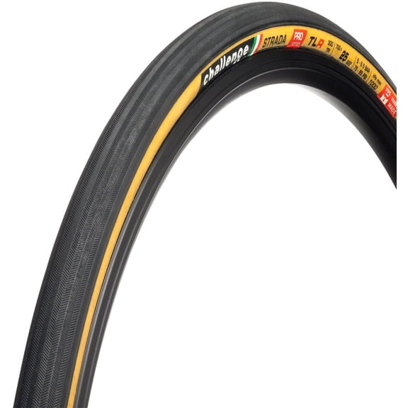 Challenge Strada Pro Tire - 700 x 25, Tubeless, Folding, Black/Tan, Handmade