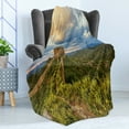 thumbnail image 4 of East Soft Flannel Fleece Throw Blanket, Exquisite Skyline on Classical Old Castle Wonder of the World Themed, Cozy Plush for Indoor and Outdoor Use, 50" x 60", Green Blue, by Ambesonne, 4 of 5