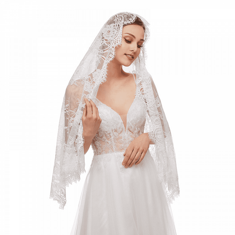 Frcolor Elegent Lace Appliques Wedding Veil Crystal Beaded with Comb