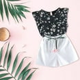 thumbnail image 3 of MHZLDYZ Girls Summer Clothes Size 10 12 Summer New Girls Fashion Chiffon Suit Floral Polka Dot Suit Flying Sleeve Chiffon White Pants Suit Girls Short Sets Size 10-12 Girl Clothes Size 6 (I,100), 3 of 5