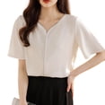 thumbnail image 2 of mfyjkho Tops De Tallas Grandes, Camisa De Satén Con Solapa Y Manga Larga Para Mujer, Color Liso, A La Moda Tops Para Mujer Xl, 2 of 4