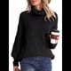 thumbnail image 2 of Suéter de Cuello Alto, Larga, Estilo Globo, Liso, para Mujer, para Invierno y Otoño. Negro S, 2 of 6