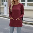 thumbnail image 4 of Annhoo Long Sleeve Sweaters for Women Fall Comfy Crewneck Knit Tops Ladies Casual Loose Tunics with Pockets, 4 of 7