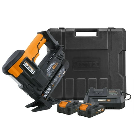 Freeman PE4118GF 20 Volt Cordless 4-in-1 18-Gauge 2" Flooring Nailer / Stapler Kit with Lithium-Ion Batteries, Charger, Case, and Fasteners (1000 Count)