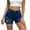 Blue, variant on Women's Frayed Hem Ripped Denim Shorts for Summer Distressed High Waist 5-Pocket Stretch Jean Shorts Button Fly Design for Daily Wear Street Style