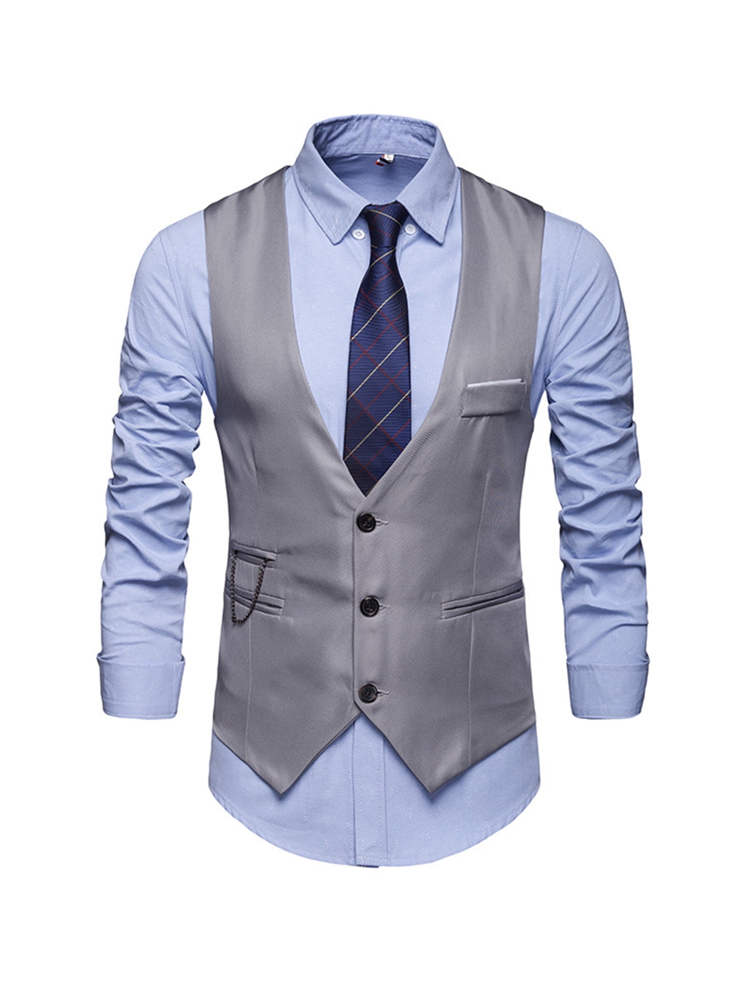 New formal men's tuxedo vest waistcoat & necktie vertical stripes beige party 