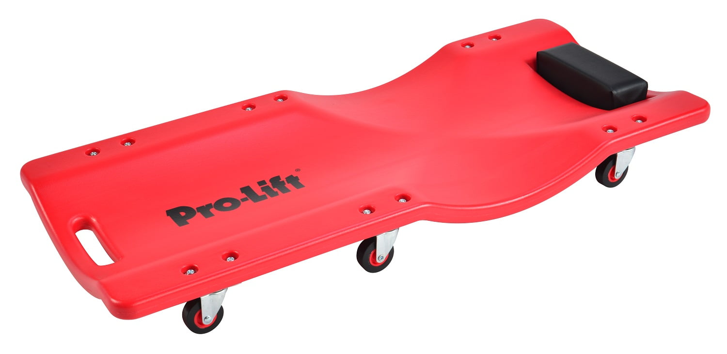 PARTS-DIYER Automotive Creeper Mechanic Plastic Creeper 36 Inch with Padded Headrest 265 Lbs Capacity Red