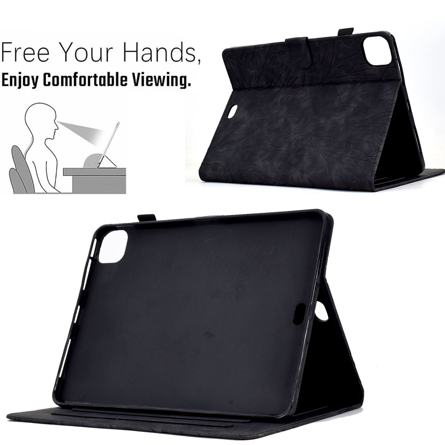 Decase Case for Apple iPad Pro 11-inch (M4) 2024 with Stand/Pencil Holder/Pockets,PU Leather Multi-Angle Viewing Stand Flip Case with Card Slot, Magnetic Clasp for iPad Pro 11-inch (M4) 2024,Black