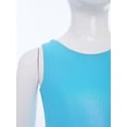 thumbnail image 4 of TSSOE Girls Glossy Dance Leotard and Shorts Set Sleeveless Criss-Cross Back Bodysuit Top + Shorts Scrunchies for Ballet Light Blue 7-8, 4 of 7