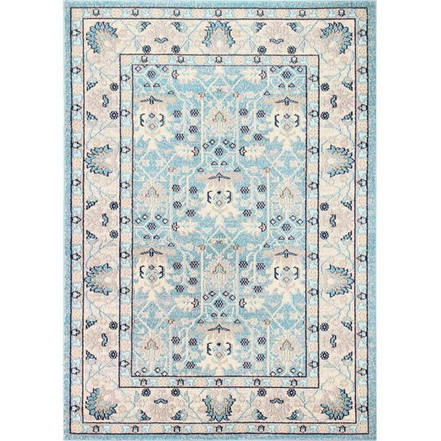 Bashian D113-LBL-76X96-MH115 Dakota Collection Geometric Transitional Polypropylene Power Loom Area Rug, Light Blue - 7 ft. 6 in. x 9 ft. 6 in.