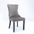 thumbnail image 3 of Velvet Dining Chairs Set of 2, Upholstered Wing-Back Dining Chair with Back Stitching Nailhead Trim and Solid Wood Legs Counter Bar Stools Accent Side Chairs for Kitchen Dining Room, Gray, 3 of 7