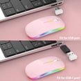 thumbnail image 4 of LED Wireless Mouse, Rechargeable Slim Silent Mouse 2.4G Portable Mobile Optical Office Mouse with USB & Type-c Receiver, 3 Adjustable DPI for Notebook, PC, Laptop, Computer, Desktop (Pink), 4 of 8