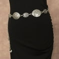 thumbnail image 2 of Yesbay Retro Ethnic Style Women Metal Waist Chain Adjustable Extended Chain Decorative Circle Carved Belt Costume Accessory, 2 of 8