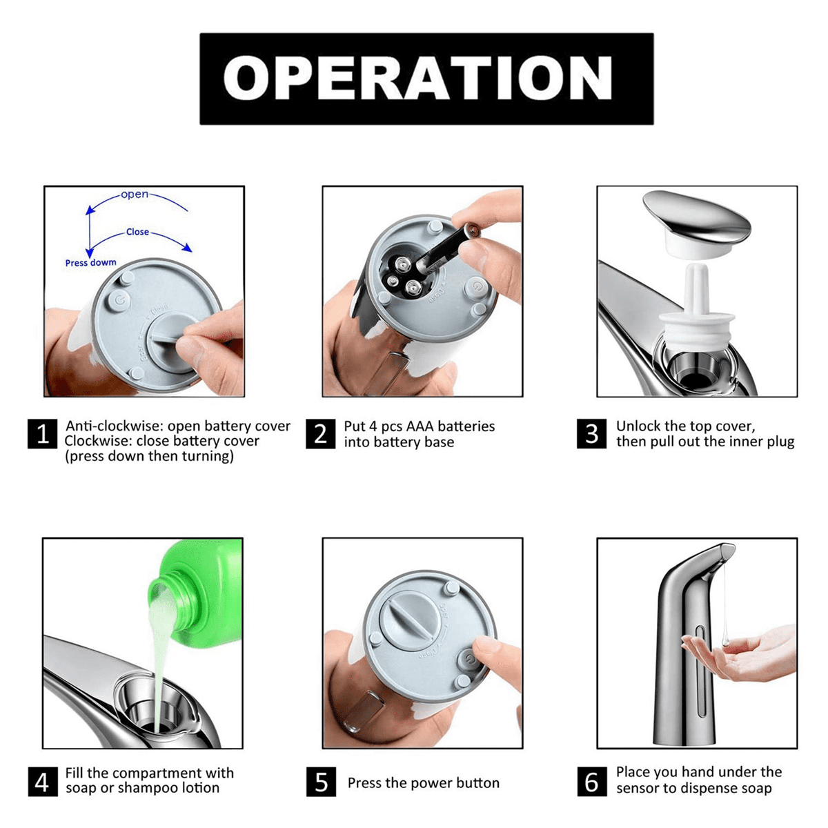 3X Automatic Soap Dispenser Touchless 400Ml,Automatic Sensor Soap Dispenser,Dish Soap Dispenser for Kitchen