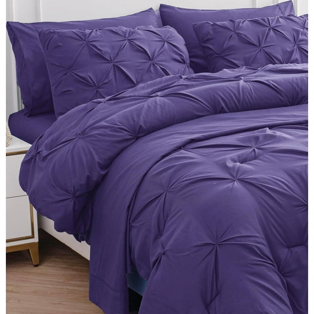 Queen Comforter Set- 7 Pieces Bed in a Bag - Queen Bedding Set with Comforters, Sheets, Pillowcases & Shams, Bedding Set - Mineral
