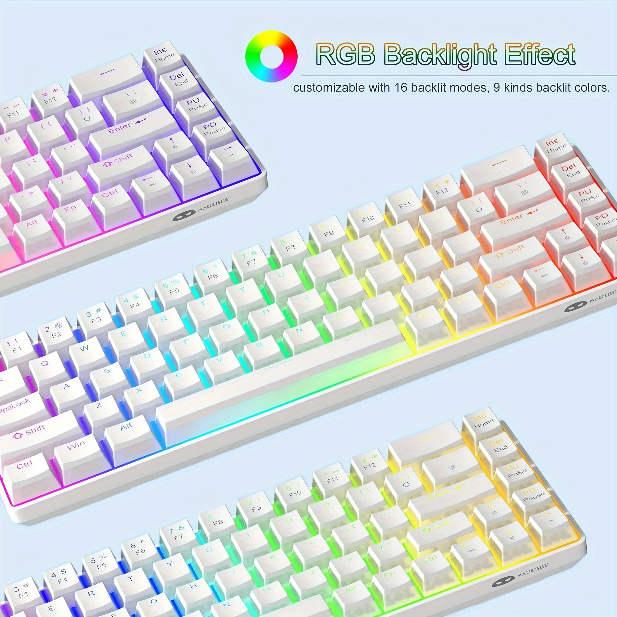 MageGee Portable 60% Mechanical Gaming Keyboard, MK-Box LED Backlit Compact 68 Keys Mini Wired Office Keyboard with Red Switch for Windows Laptop PC Mac - Black/Grey