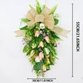 thumbnail image 2 of 18 Inches Tulip Front Door  Decoration, Spring Silk Artificial Flowers with Green Leaves for Window Wall Wedding Valentines and Mother Day Decor, Inverted Green Leaf Wreath, 2 of 8