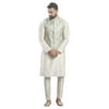 ELINA FASHION Men's Indian Cotton Kurta Pajama And Printed Nehru Jacket (Waistcoat) Indian Wedding Ethnic Diwali Puja Set