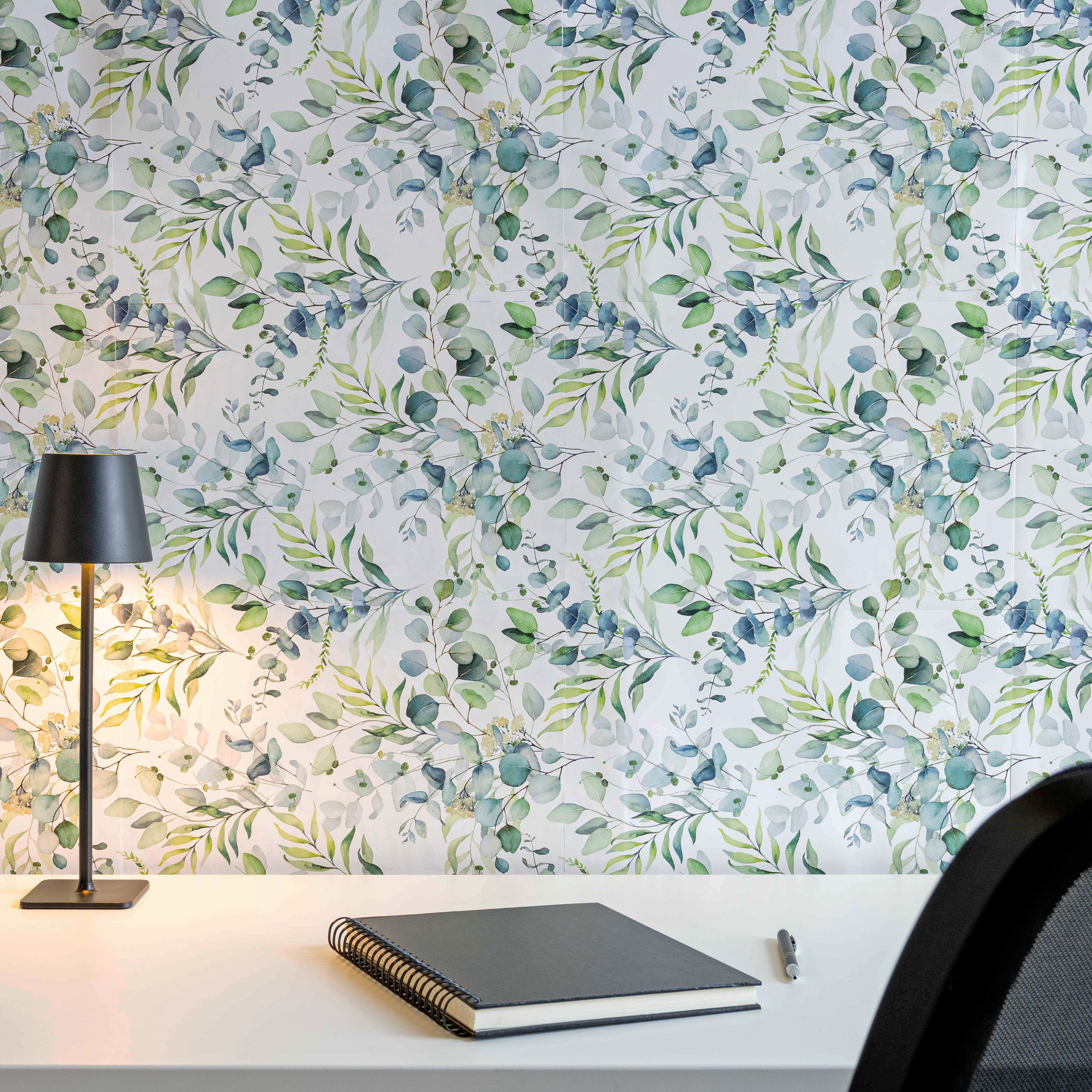 Main Street Peel and Stick Paper Wallpaper Sheets, Eucalyptus Design, 11 in x 16 in, 12 Pack, Removable Paper Wall Covering