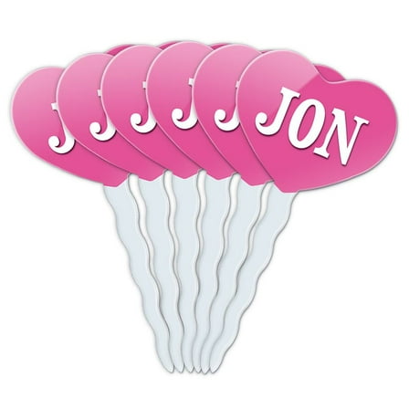 Jon Heart Love Cupcake Picks Toppers - Set of 6