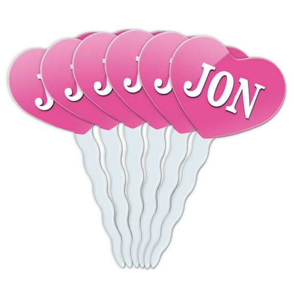 Jon Heart Love Cupcake Picks Toppers - Set of 6