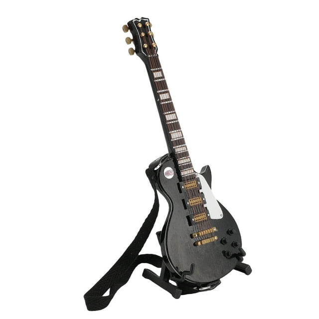 Modelo De Guitarra Eléctrica En Miniatura, Guitarra Eléctrica En Miniatura, Tilo Negro Realista De 18 Cm Con Soporte Y Estuche Para Sala De Estar, Dormitorio, Estudio