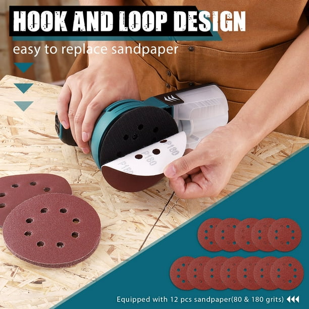 TACKLIFE 5 inch 3.0A Random Orbit Sander with 12Pcs Sandpapers 6