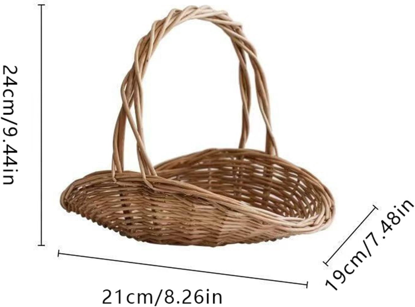 Rattan Garden Baskets for Gathering Vegetables, Mini Picnic Basket with Handle, Multipurpose Harvest Basket Woven Easter Basket for Fruits , Rustic Woven Picnic Basket with Handle(S)
