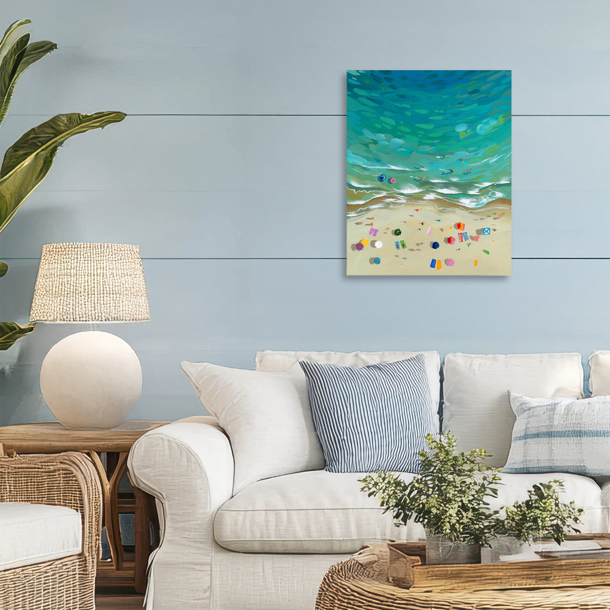 Stupell Industries Aerial Beachside with Umbrellas Canvas Wall Art, design by Brook Page