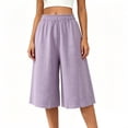 thumbnail image 5 of Noric Women's Plus Size Capri Pants Casual Wide Leg Casual Flowy Culottes Summer Lounge Beach Pants with Pockets, 5 of 7