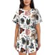 thumbnail image 1 of Balery Hip Hop Dog Conjunto de Pijama para Mujer con Estampado, Dos Piezas de Manga Corta y Shorts, Ropa de Dormir Suave con Cuello Redondo y Bolsillos-Medium, 1 of 6