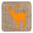 thumbnail image 1 of Deer Burlap and Orange Foam Coasters, Set - 4, 1 of 1