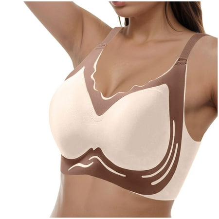 Gvdentm Womans Bras Womens Bra Comfort Powerful Push-up Seamless Bra Smoothing No Underwire Anti Sagging Minimizer Bras for Women Khaki 3XL