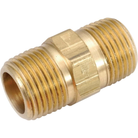 Anderson Metals Corp. Hex Pipe Nipple Brass - 1/8" OD x 1" L