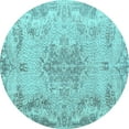 thumbnail image 1 of Ahgly Company Indoor Round Persian Light Blue Traditional Area Rugs, 4' Round, 1 of 4