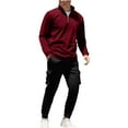 thumbnail image 2 of Zedker Men's 2 Piece Athletic Tracksuits Long Sleeve 1/4 Zip Pullover & Pants Set Casual Jogging Sweatsuit With Multi-Pockets Wine Plus XXL, 2 of 4