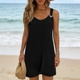 thumbnail image 6 of Summer Outfits for Women 2026 Women's Summer Sleeveless V Neck Beach Dress Casual Loose Knotted Hem Tank Dress With Metal Ring Straps Black L, 6 of 9