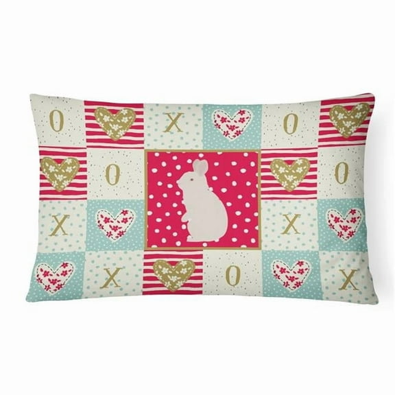 New Zealand White Rabbit Love Canvas Fabric Decorative Pillow