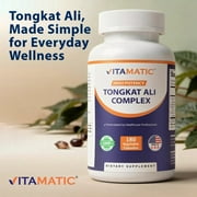 Vitamatic Tongkat Ali Extract 200 :1 Extract for Men (Longjack) Eurycoma Longifolia - 1800 mg Per Serving - Made with Fadogia Agrestis 20:1 Extract, Tribulus 95% & Panax Ginseng - 180 Capsules