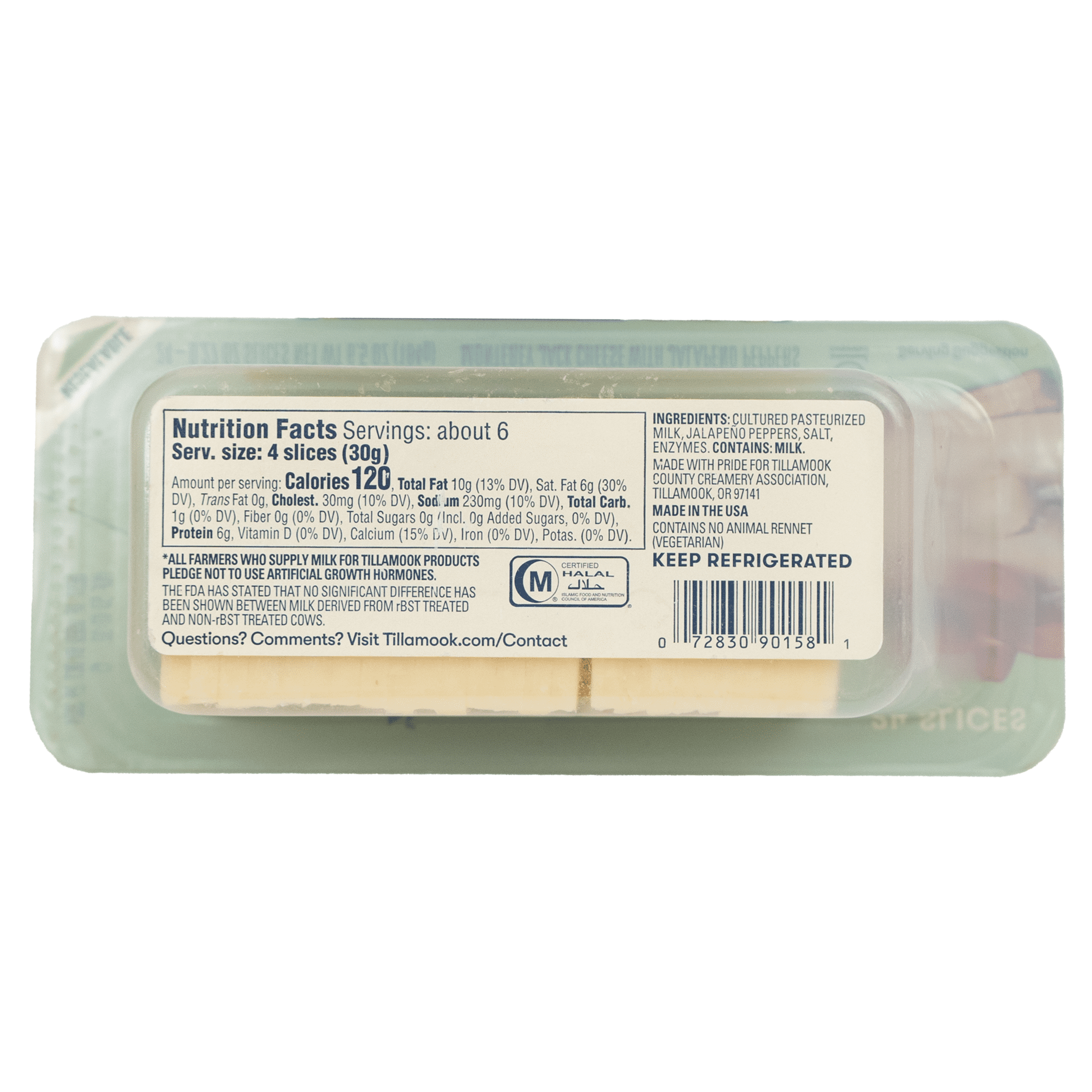 Tillamook Cracker Cut, Pepper Jack, 0.27 oz Each, 24 Slices, Plastic Box