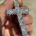 thumbnail image 4 of Men's Real Solid 925 Sterling Silver Large Nugget Cross Hip Hop Jewelry Charm Pendant, 4 of 9