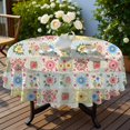 thumbnail image 4 of Pioneer Flower Floral Print Pattern Round Tablecloth 60 X 60 Inch, Wrinkle Resistant Wipeable Table Cloth for Kitchen Dining Picnic Patio Party, 4 of 6